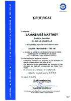 Certificat AD 2000 WO Merkblatt W O / TRD 100