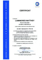 Certificat AD 2000 WO Merkblatt W O / TRD 100